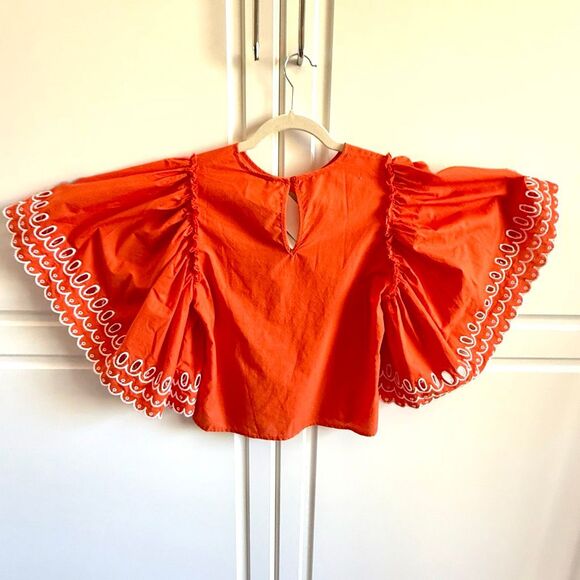 NWT Stella McCartney Kids Girls' Scalloped Organic Cotton Top. Size 14 - Picture 5 of 9